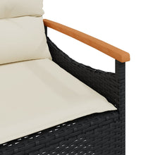 Gartenbank mit Kissen 116x62,5x74 cm Schwarz Poly Rattan