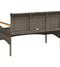 Gartenbank mit Kissen 116x62,5x74 cm Grau Poly Rattan