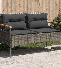 Gartenbank mit Kissen 116x62,5x74 cm Grau Poly Rattan