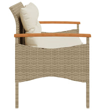 Gartenbank mit Kissen 116x62,5x74 cm Beige Poly Rattan