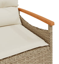 Gartenbank mit Kissen 116x62,5x74 cm Beige Poly Rattan