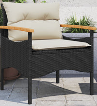 3-tlg. Garten-Sofagarnitur mit Kissen Schwarz Poly Rattan