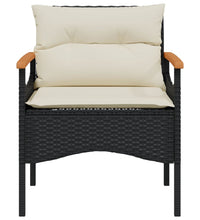 3-tlg. Garten-Sofagarnitur mit Kissen Schwarz Poly Rattan