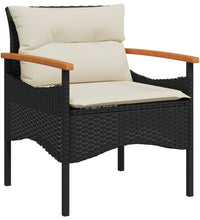 3-tlg. Garten-Sofagarnitur mit Kissen Schwarz Poly Rattan