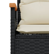 3-tlg. Garten-Sofagarnitur mit Kissen Schwarz Poly Rattan