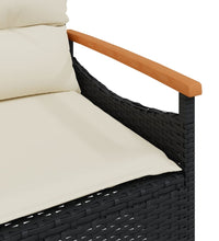 3-tlg. Garten-Sofagarnitur mit Kissen Schwarz Poly Rattan