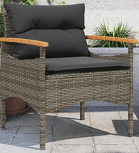 3-tlg. Garten-Sofagarnitur mit Kissen Grau Poly Rattan