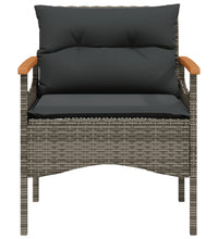 3-tlg. Garten-Sofagarnitur mit Kissen Grau Poly Rattan