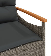 3-tlg. Garten-Sofagarnitur mit Kissen Grau Poly Rattan