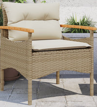 3-tlg. Garten-Sofagarnitur mit Kissen Beige Poly Rattan