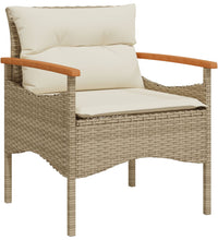3-tlg. Garten-Sofagarnitur mit Kissen Beige Poly Rattan