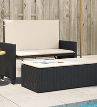 Gartenbank mit Kissen und Hocker Schwarz Poly Rattan