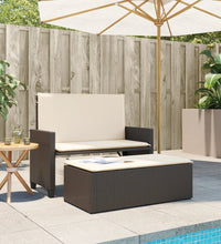 Gartenbank mit Kissen und Hocker Braun Poly Rattan