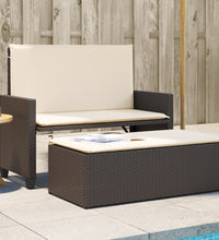 Gartenbank mit Kissen und Hocker Braun Poly Rattan