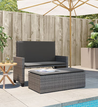 Gartenbank mit Kissen und Hocker Grau Poly Rattan