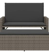 Gartenbank mit Kissen und Hocker Grau Poly Rattan