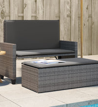 Gartenbank mit Kissen und Hocker Grau Poly Rattan