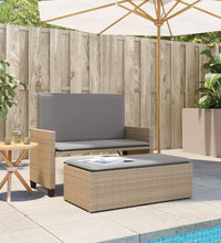 Gartenbank mit Kissen und Hocker Beige Poly Rattan