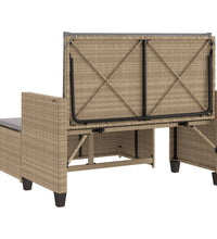 Gartenbank mit Kissen und Hocker Beige Poly Rattan