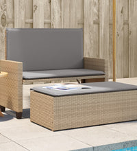 Gartenbank mit Kissen und Hocker Beige Poly Rattan