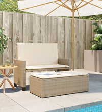 Gartenbank mit Kissen und Hocker Beige Poly Rattan