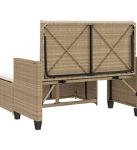 Gartenbank mit Kissen und Hocker Beige Poly Rattan