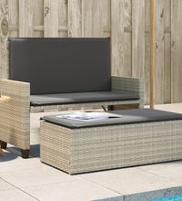 Gartenbank mit Kissen und Hocker Hellgrau Poly Rattan