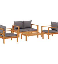 4-tlg. Garten-Sofagarnitur mit Kissen Massivholz Akazie