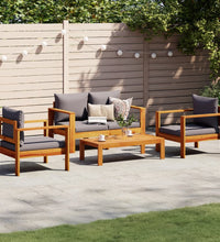 4-tlg. Garten-Sofagarnitur mit Kissen Massivholz Akazie