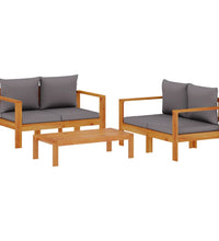 3-tlg. Garten-Sofagarnitur mit Kissen Massivholz Akazie