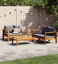 3-tlg. Garten-Sofagarnitur mit Kissen Massivholz Akazie