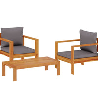 3-tlg. Garten-Sofagarnitur mit Kissen Massivholz Akazie
