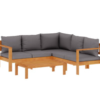 4-tlg. Garten-Sofagarnitur mit Kissen Massivholz Akazie