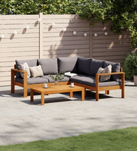 4-tlg. Garten-Sofagarnitur mit Kissen Massivholz Akazie