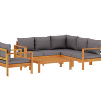 5-tlg. Garten-Sofagarnitur mit Kissen Massivholz Akazie