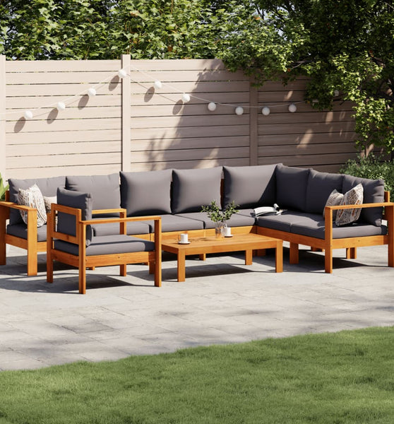 6-tlg. Garten-Sofagarnitur mit Kissen Massivholz Akazie