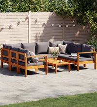 6-tlg. Garten-Sofagarnitur mit Kissen Massivholz Akazie