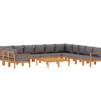 9-tlg. Garten-Sofagarnitur mit Kissen Massivholz Akazie