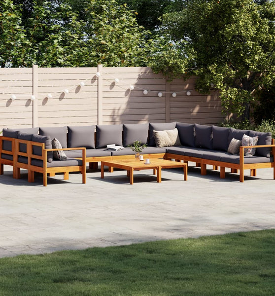 9-tlg. Garten-Sofagarnitur mit Kissen Massivholz Akazie