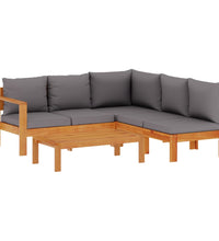 4-tlg. Garten-Sofagarnitur mit Kissen Massivholz Akazie