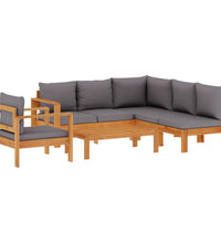 5-tlg. Garten-Sofagarnitur mit Kissen Massivholz Akazie