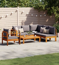 5-tlg. Garten-Sofagarnitur mit Kissen Massivholz Akazie