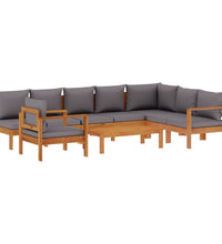 6-tlg. Garten-Sofagarnitur mit Kissen Massivholz Akazie