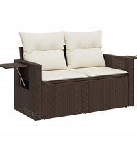 6-tlg. Garten-Sofagarnitur mit Kissen Braun Poly Rattan