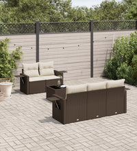 6-tlg. Garten-Sofagarnitur mit Kissen Braun Poly Rattan