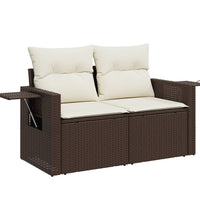 6-tlg. Garten-Sofagarnitur mit Kissen Braun Poly Rattan