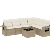 7-tlg. Garten-Sofagarnitur mit Kissen Beige Poly Rattan