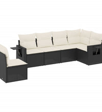 6-tlg. Garten-Sofagarnitur mit Kissen Schwarz Poly Rattan
