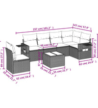 7-tlg. Garten-Sofagarnitur mit Kissen Braun Poly Rattan