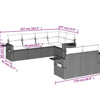 7-tlg. Garten-Sofagarnitur mit Kissen Braun Poly Rattan